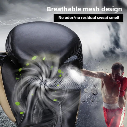 PU Leather Boxing Gloves – Breathable, Cushioned Training Gloves for Kids & Adults, 60-16Oz, Taekwondo & Muay Thai