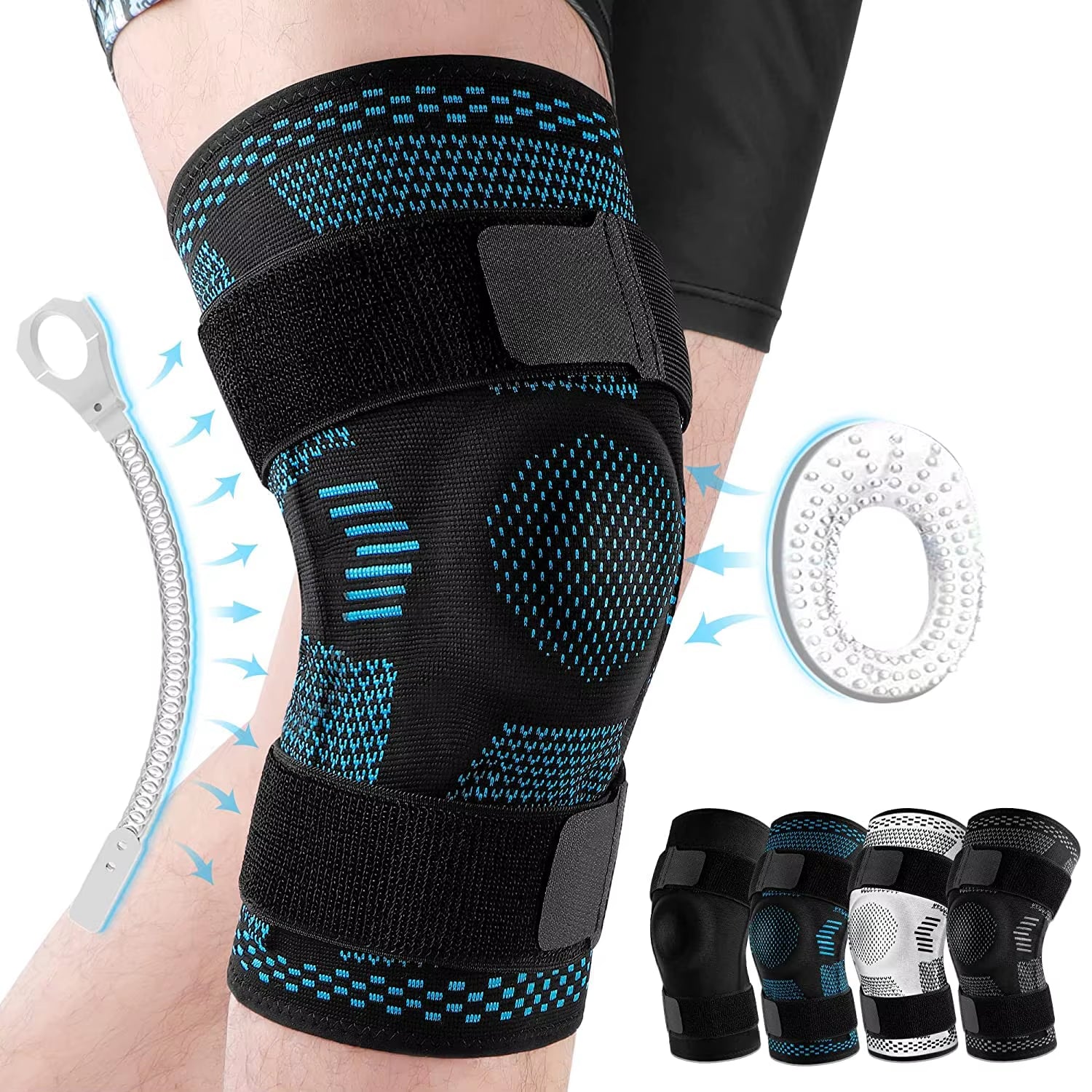 Sports Knee Brace for Meniscus & ACL Pain Relief – Gel Patella Support with Side Stabilizers & Adjustable Velcro, Compression Sleeve for Injury Recovery