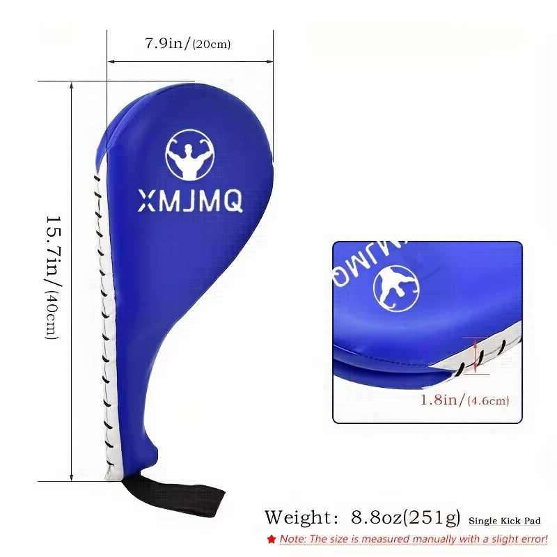 XMJMQ Taekwondo Foot Target – PU Leather Martial Arts Kick Pad, Double Blade, Anti-Fall Handle