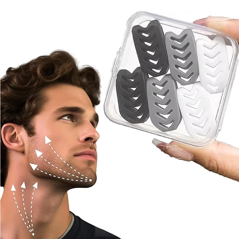 6-Piece Silicone Jaw Trainer Set – Facial Muscle Toner for Chin, Cheek & Neck, Includes Storage Box