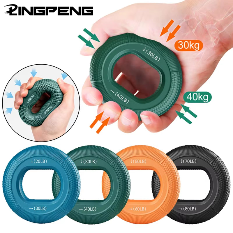 Silicone Hand Grip Strengthener 20-80LB – Finger Trainer, Carpal Expander & Wrist Pain Relief Tool