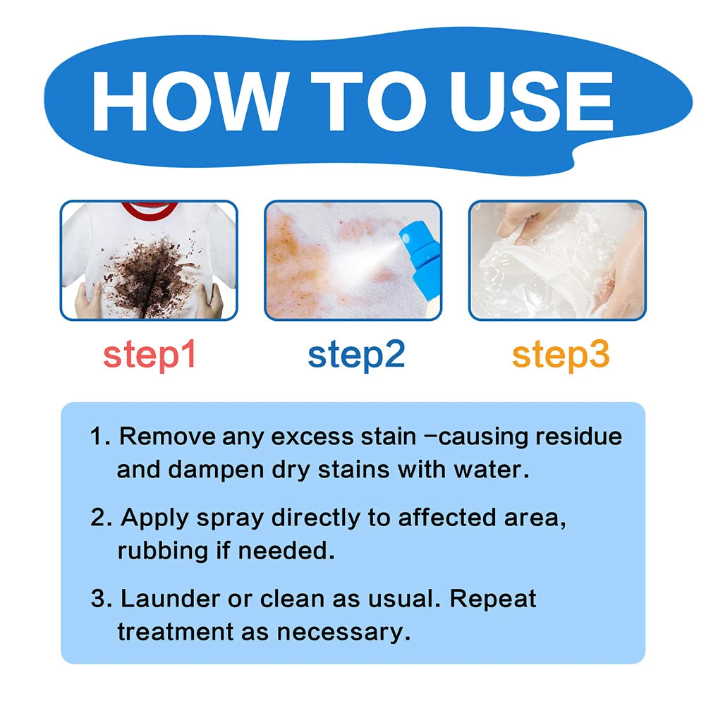 120ML Stain Remover for Clothes,Portable Spray and Wash Stain Remover for Coat,Fabric Carpet Stain Spray Yellow Removal Bleach