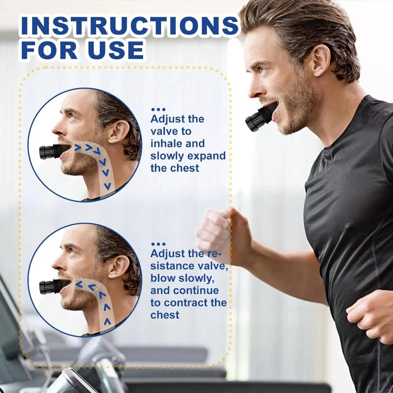 Breathing Trainer Lung Exerciser – Adjustable Resistance Respiratory Trainer for Fitness, Yoga, Running & Swimming
