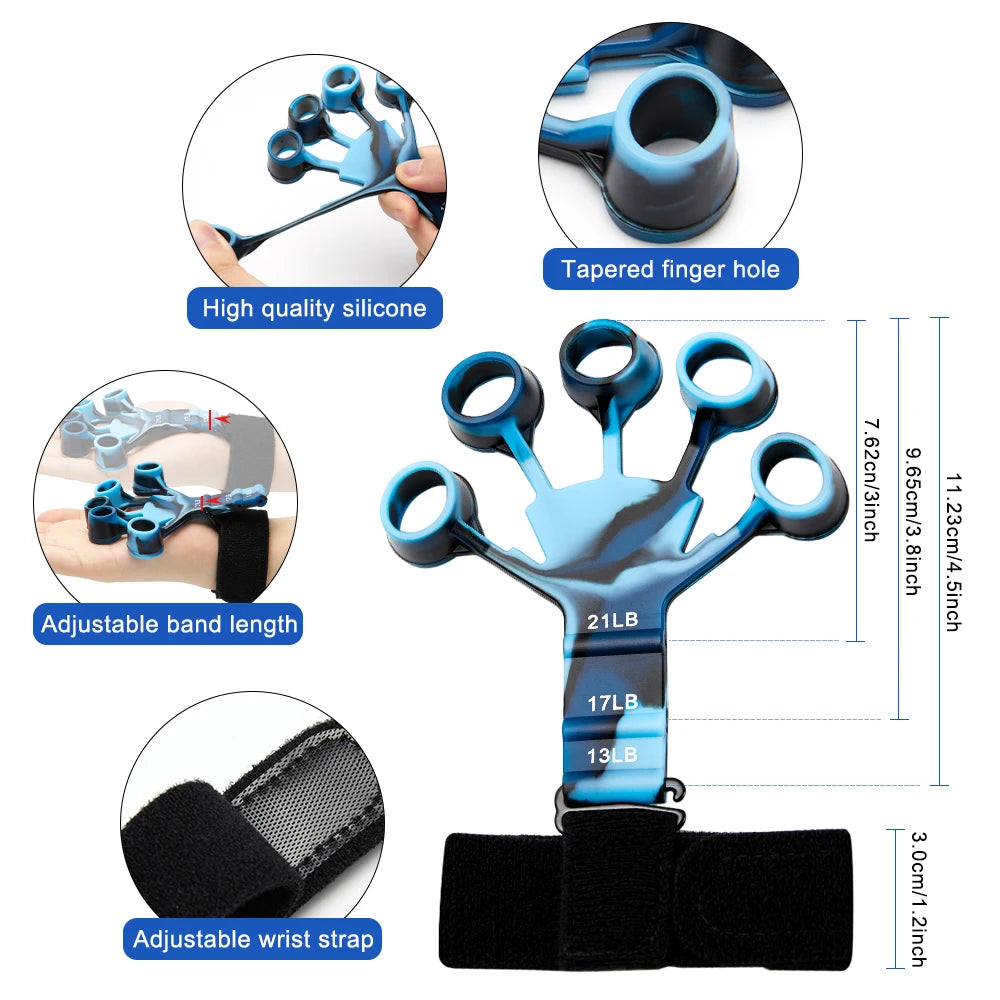 Finger Gripper & Exerciser – 6 Resistance Levels Hand Strengthener | Guitar Finger Trainer, Recovery & Fitness Tool