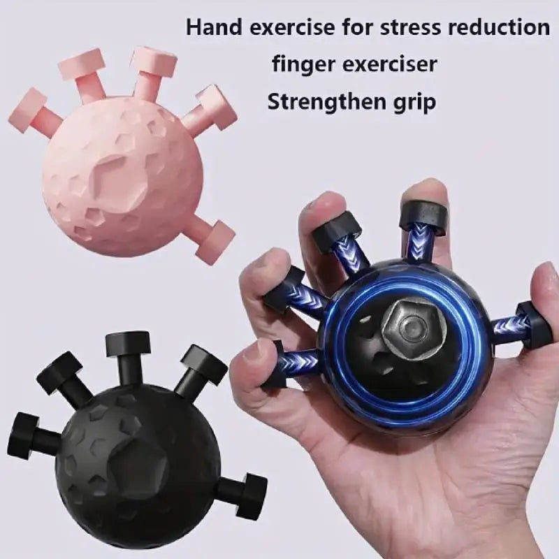 Finger Hand Strengthener – 5-Finger Grip Training Device | Hand, Wrist & Forearm Exercise Ball for Stress Relief, Musicians, Climbers & Fitness