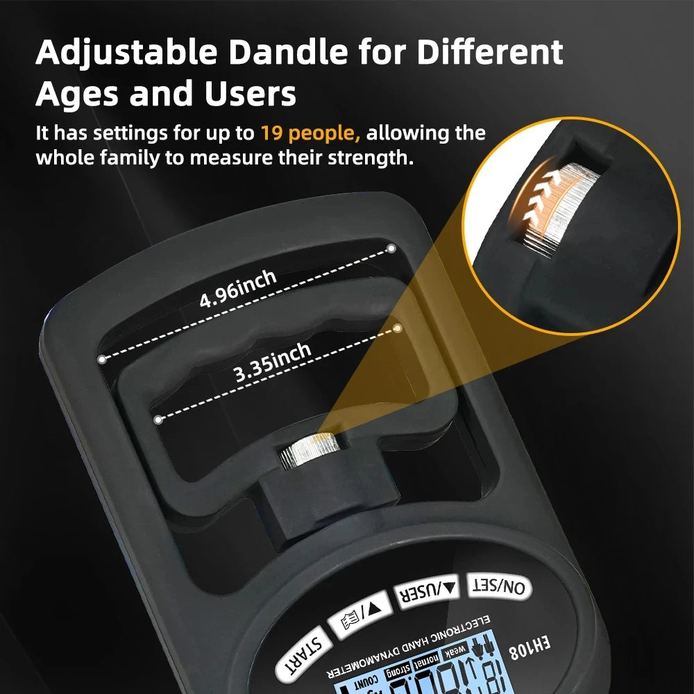 Digital Hand Dynamometer Grip Strength Tester – 396Lbs/180Kg USB Rechargeable Hand Grip Meter with LCD Display | Fitness & Health Training Tool