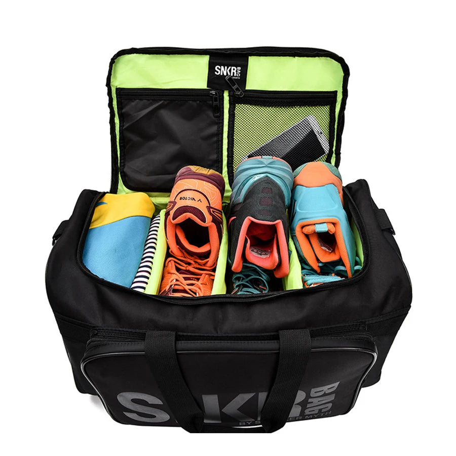 SNKR Large Sports Gym Bag with Shoe Compartment – Waterproof Training Duffel for Men & Women | Multi-Pocket Travel & Fitness Organizer