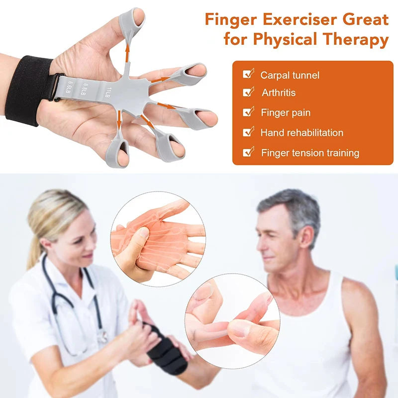 Finger Gripper & Exerciser – 6 Resistance Levels Hand Strengthener | Guitar Finger Trainer, Recovery & Fitness Tool