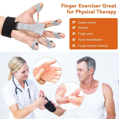 Finger Gripper & Exerciser – 6 Resistance Levels Hand Strengthener | Guitar Finger Trainer, Recovery & Fitness Tool