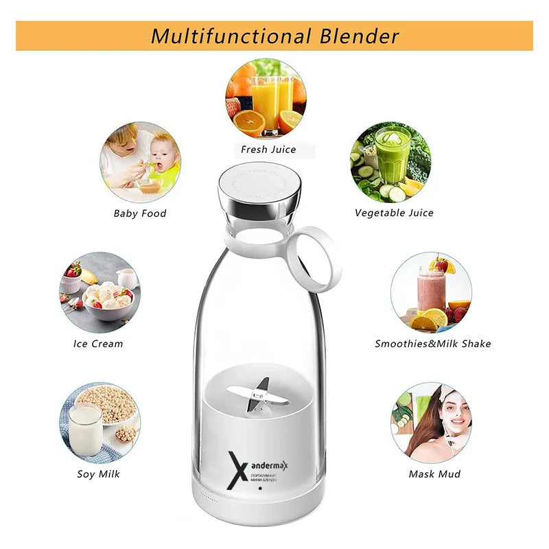 Portable Electric Juicer Blender – USB Rechargeable Mini Fruit Mixer & Juice Maker | 350ML Wireless, Waterproof, Multifunction Smoothie & Milkshake Cup