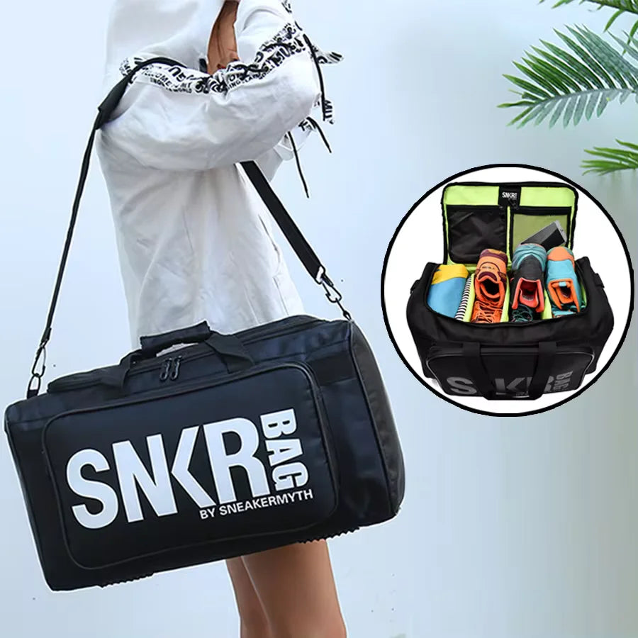 SNKR Large Sports Gym Bag with Shoe Compartment – Waterproof Training Duffel for Men & Women | Multi-Pocket Travel & Fitness Organizer