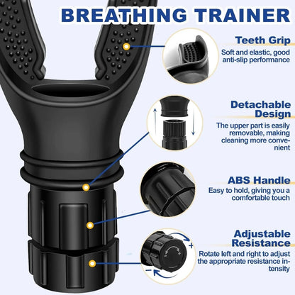 Breathing Trainer Lung Exerciser – Adjustable Resistance Respiratory Trainer for Fitness, Yoga, Running & Swimming