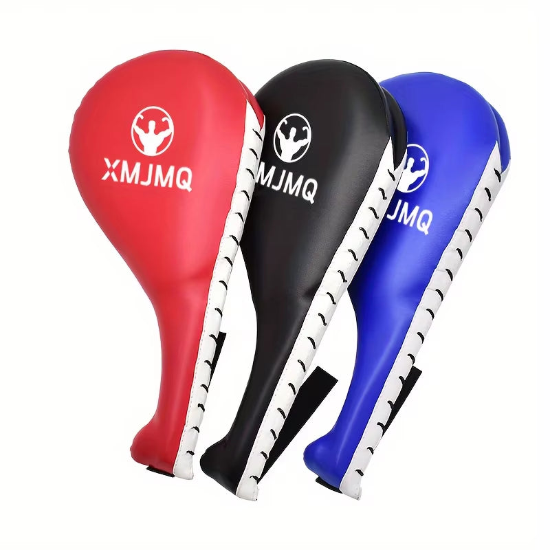 XMJMQ Taekwondo Foot Target – PU Leather Martial Arts Kick Pad, Double Blade, Anti-Fall Handle