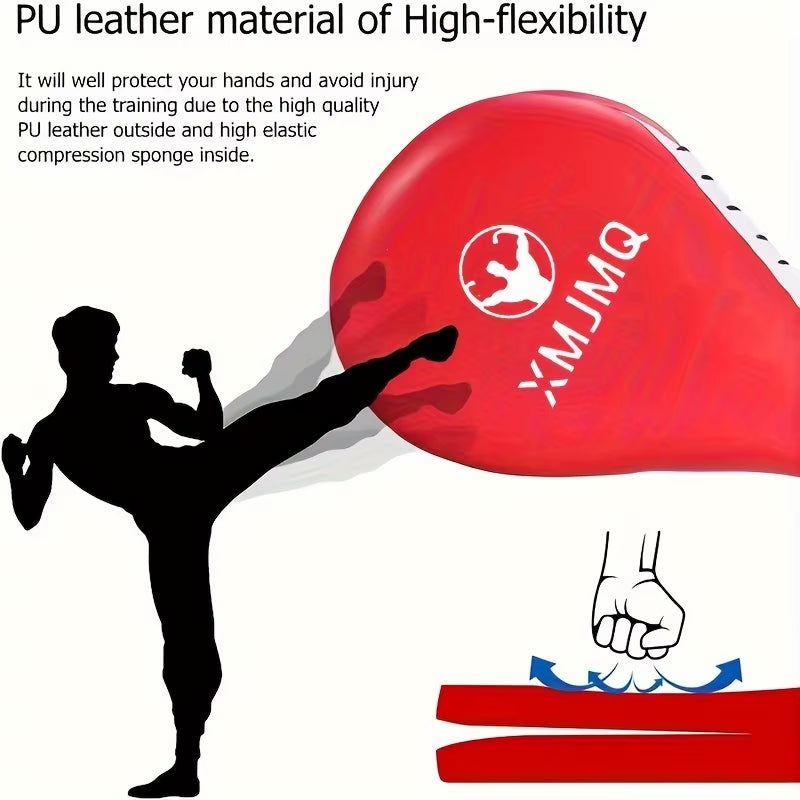 XMJMQ Taekwondo Foot Target – PU Leather Martial Arts Kick Pad, Double Blade, Anti-Fall Handle