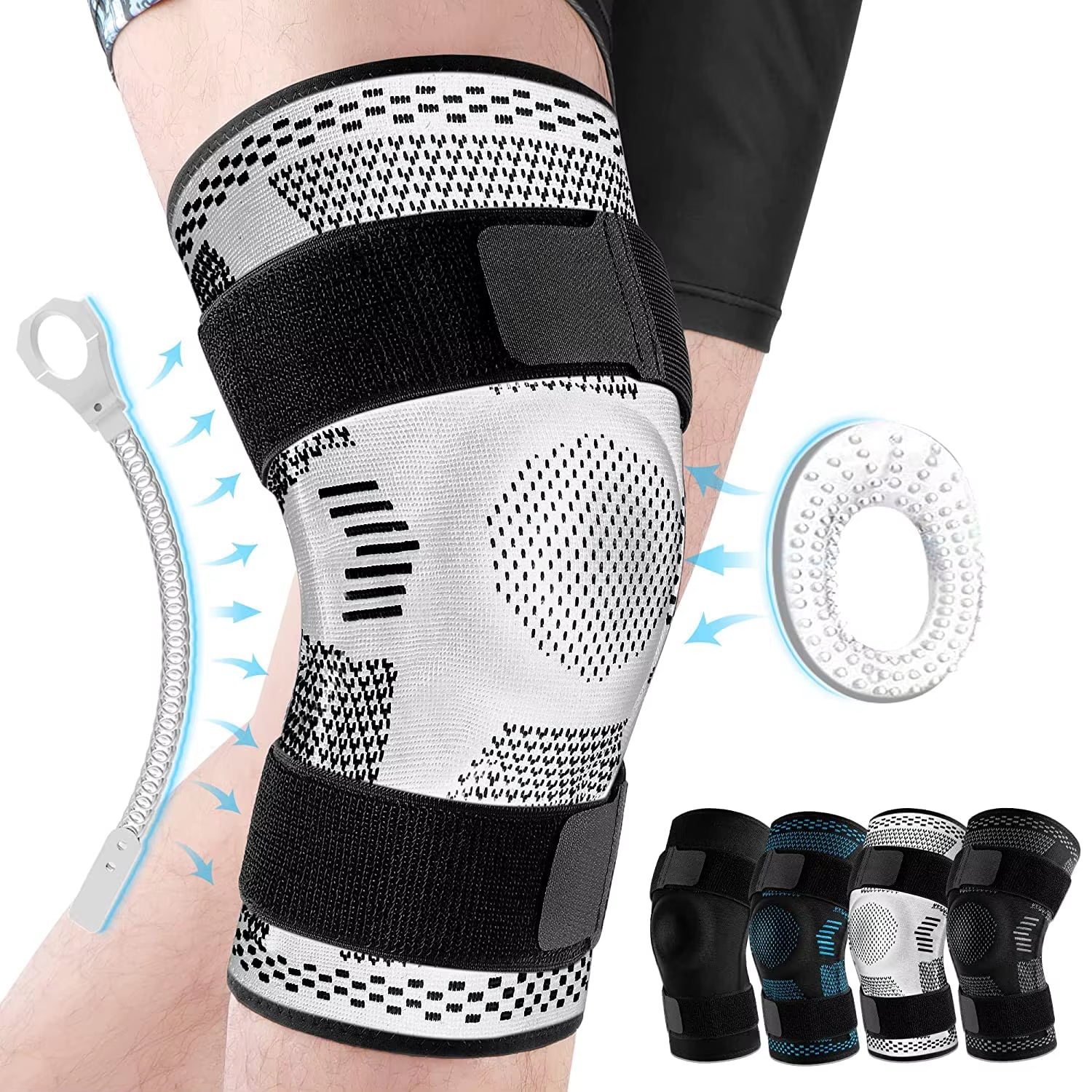 Sports Knee Brace for Meniscus & ACL Pain Relief – Gel Patella Support with Side Stabilizers & Adjustable Velcro, Compression Sleeve for Injury Recovery