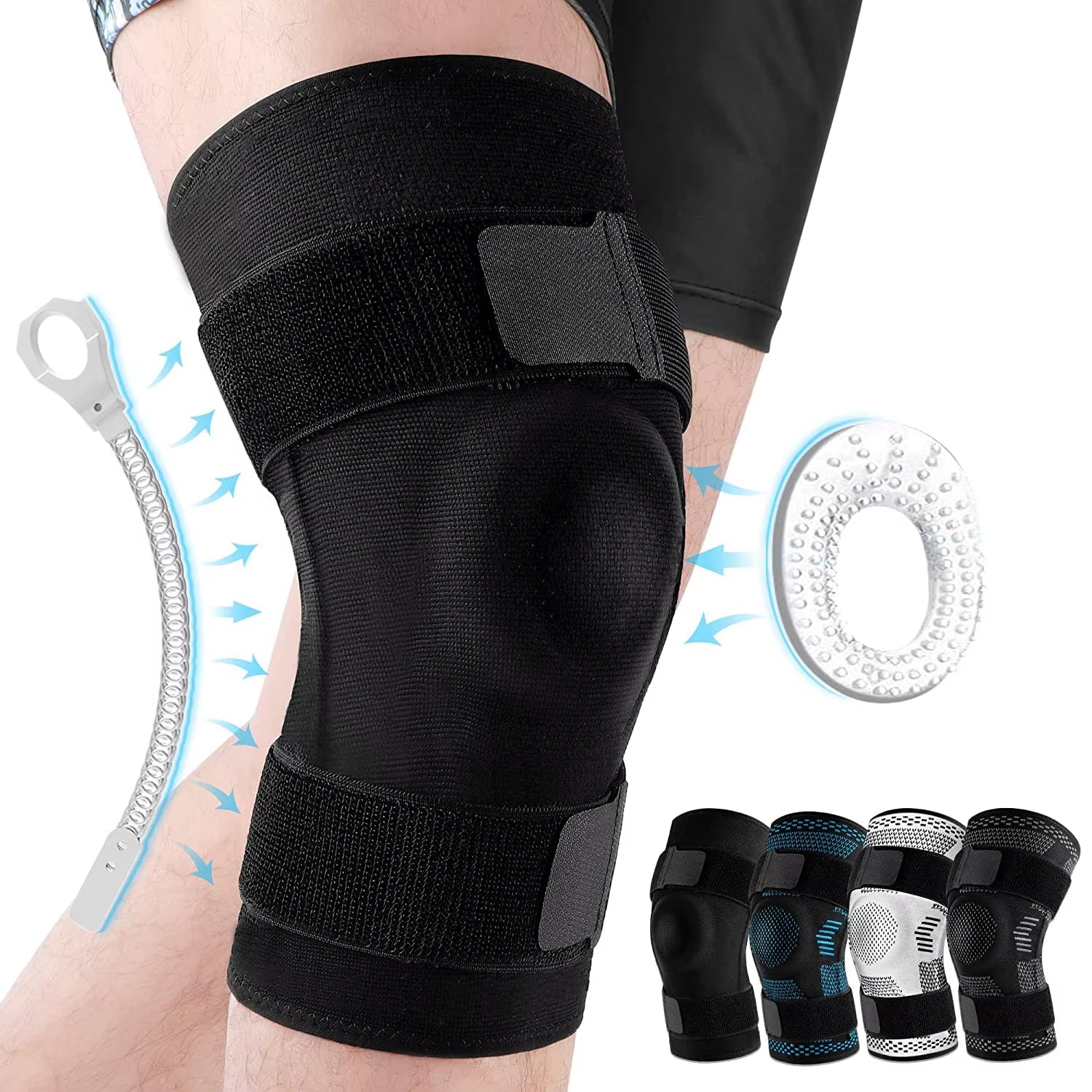 Sports Knee Brace for Meniscus & ACL Pain Relief – Gel Patella Support with Side Stabilizers & Adjustable Velcro, Compression Sleeve for Injury Recovery